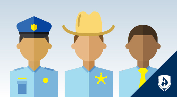 illustration of a sheriff deputy, patrol officer and correctional officer
