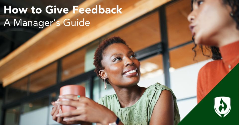 how to give feedback header A manager meets with her employee