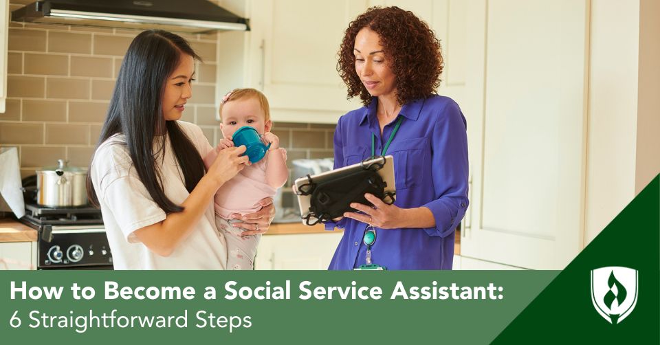 A social service assistant meets with a new mom