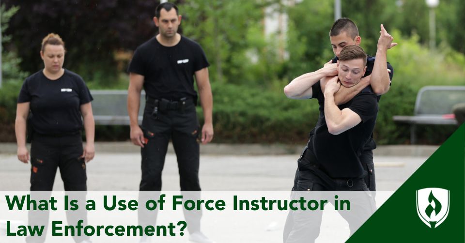 use of force instructor header Four police officers demonstrate use of force training