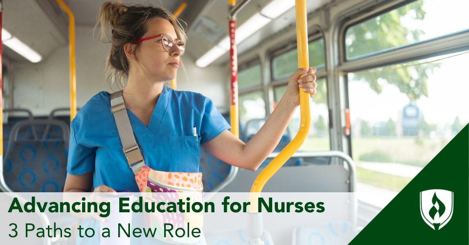 Advancing education for nurses header A nurse rides the bus